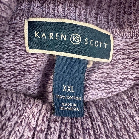 Karen Scott purple 100% cotton turtle neck pullover sweater size XXL - Picture 3 of 4